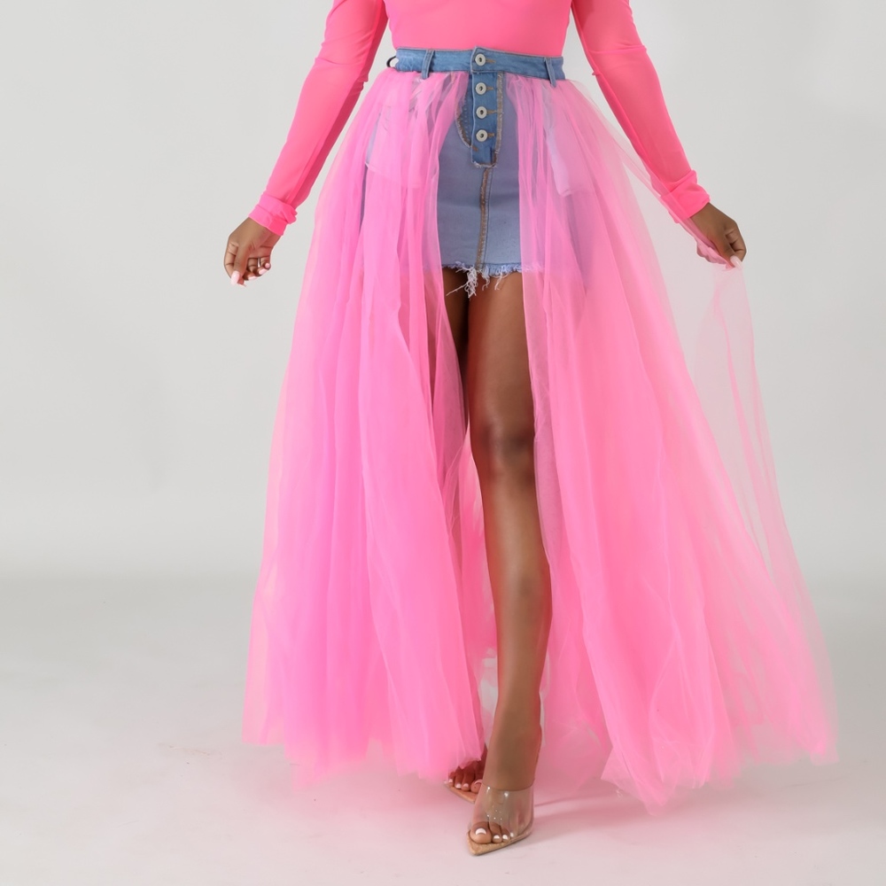 tulle denim skirt
